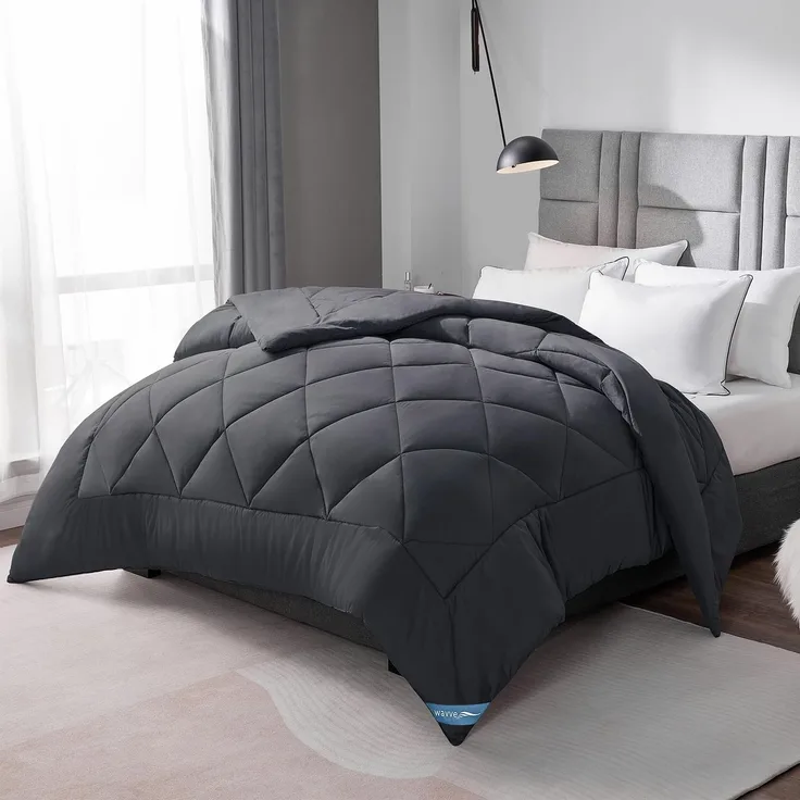 WAVVE Bettdecke 140x200 cm Ganzjahresdecke 4 Jahreszeiten, Steppdecke 300gsm Mikrofaser 140x200 cm, Super Weiche Zudecke Schlafdecke Atmungsaktive 140x200, Grau