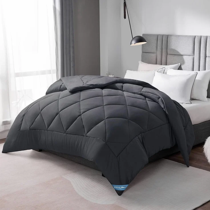 WAVVE Bettdecke 140x200 cm Ganzjahresdecke 4 Jahreszeiten, Steppdecke 300gsm Mikrofaser 140x200 cm, Super Weiche Zudecke Schlafdecke Atmungsaktive 140x200, Grau