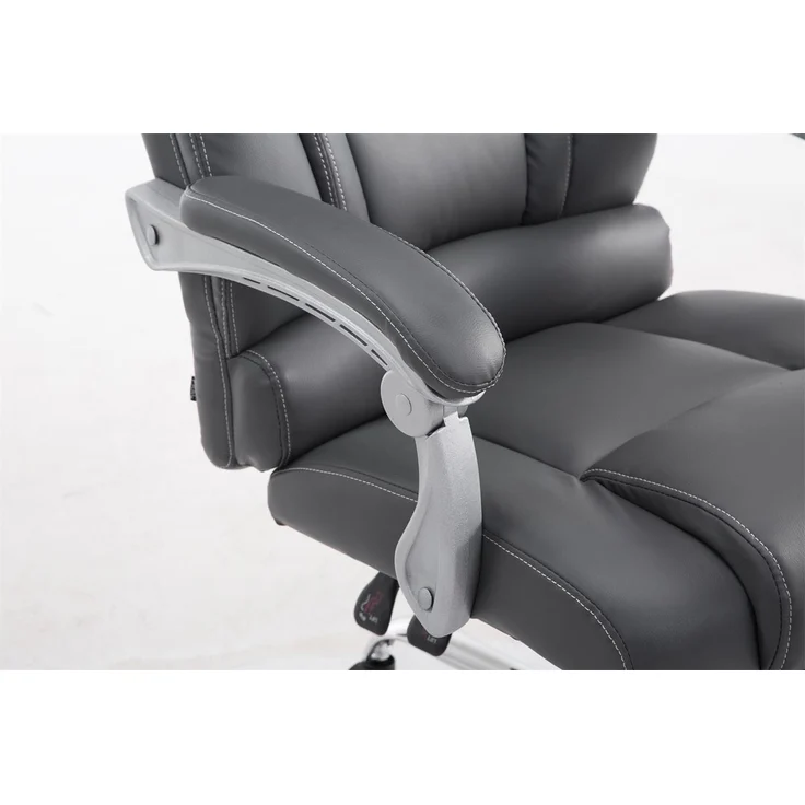 DELUKE® Bürostuhl MIAMI - 118x68x64, Grau Kunstleder Metall in Chromoptik Gestell ergonomische Bürostühle Homeoffice Stuhl mit Rollen – Bild 6