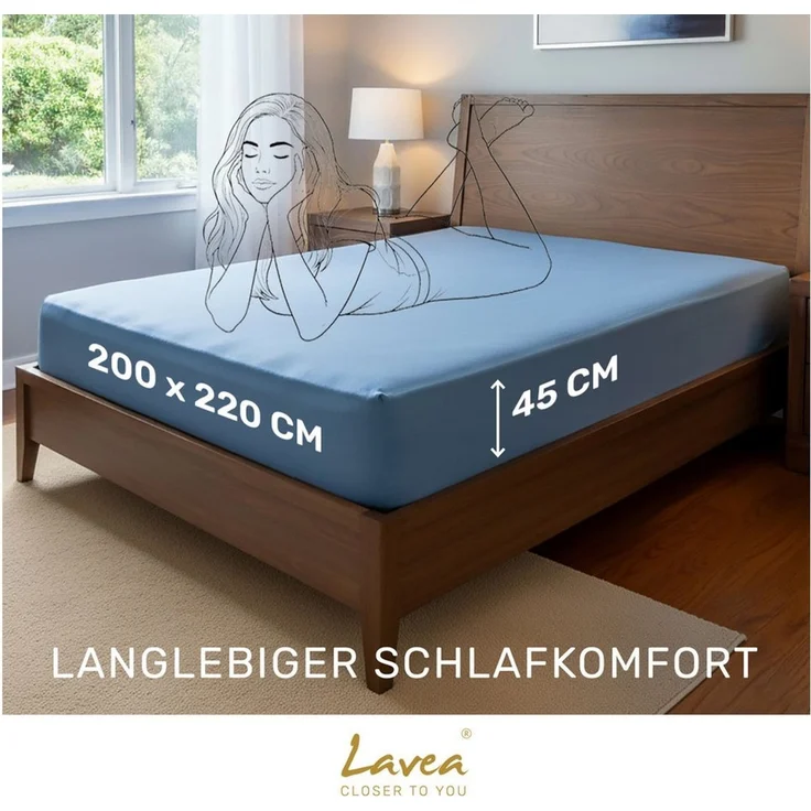 Lavea Spannbettlaken Bettlaken, Spannlaken Mikrofaser, 180x200 cm, 200x200 cm, (1 Stück), kühlend & atmungsaktiv, schnelltrocknend, weich, pflegeleicht – Bild 2