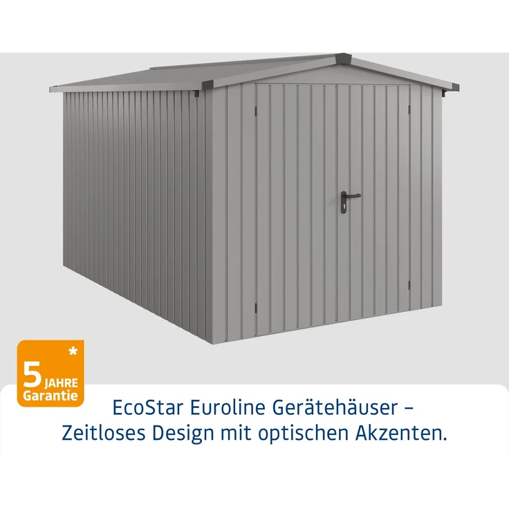 Hörmann Ecostar Metall-Gerätehaus "Euroline Trend" mit Satteldach ESD 7, graualuminium, 214 x 310 cm,2-flüglige Tür – Bild 2