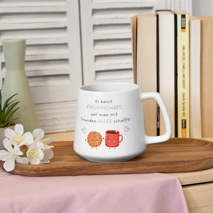 GRUSS & CO Tasse konisch mit Motiv "Freundschaft" | Steinzeug, 43 cl, Kaffeebecher | Geschenk für Freund, Freundin, natürlich schön | 74643 – Bild 3