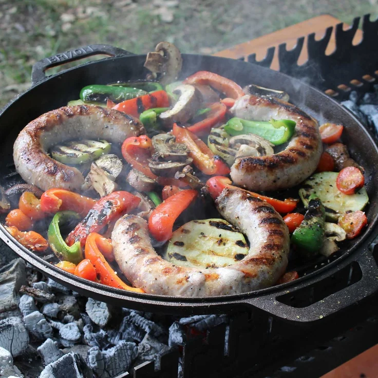 Ø36cm Gusseisenpfanne mit Deckel-Grillpfanne aus Gusseisen Bräter Schmortopf aus Gusseisen zwei Griffe Servierpfanne – Bild 7