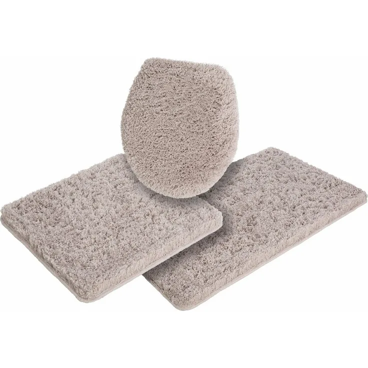 Möve Badematte Superwuschel, Badvorleger, Badezimmer Teppich, Höhe 40 mm, rutschhemmend beschichtet, fußbodenheizungsgeeignet, schnell trocknend, strapazierfähig, Polyester, rechteckig, 3-tlg. Hänge-WC Set, Mikrofaser-Badematte, Badteppich, rechteckig,...