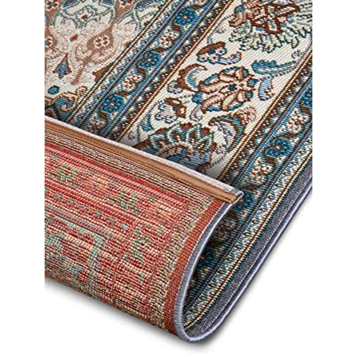 Hanse Home Kadi In- & Outdoor Teppich Orientalisch – Orient Flachgewebe, Orientalisches Design Klassisch, ÖKO-TEX Wetterfest & UV-beständig für Balkon, Terrasse, Garten – Grau Creme, 80x165 cm – Bild 6