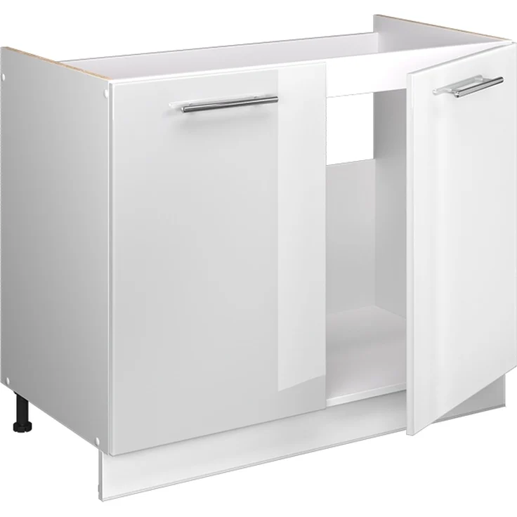 Spülenunterschrank Fame-Line Weiß Hochglanz/Weiß 100 cm, AP Marmor Vicco – Bild 6