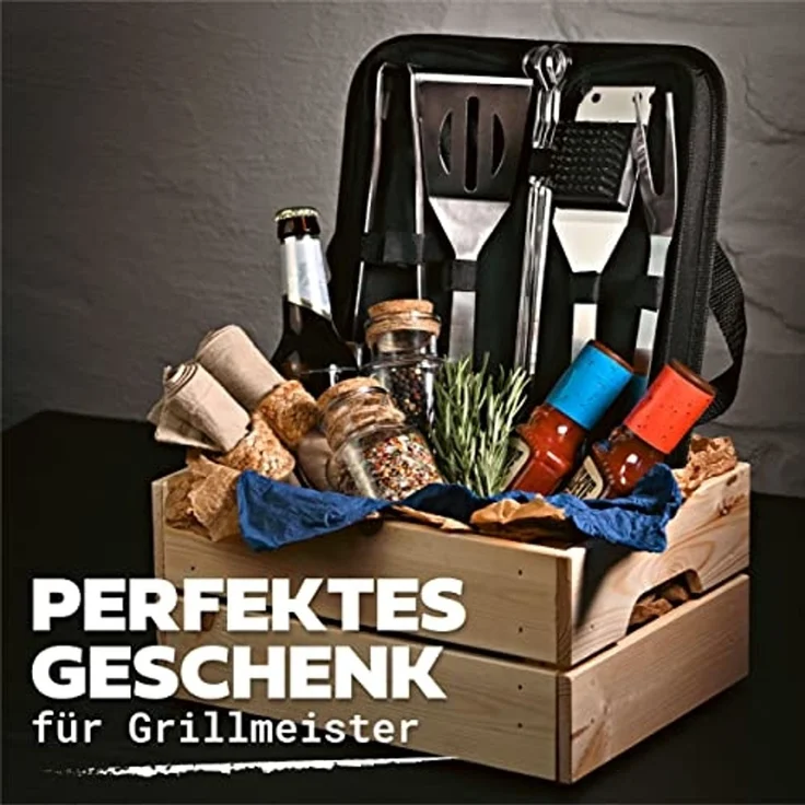 Praknu Grillbesteck-Set Grillbesteck Set aus Edelstahl Vatertag - Mit Tragetasche - Robust, (Set, 1 tlg), Mit Tragetasche - Robust und Hitzebeständig – Bild 6