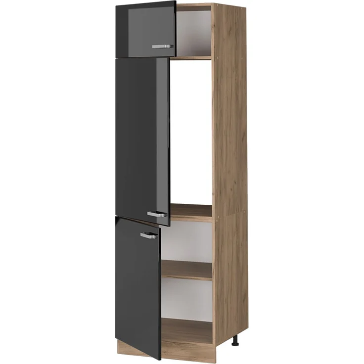 Kühlumbauschrank R-Line Schwarz Hochglanz 60 cm Vicco – Bild 4