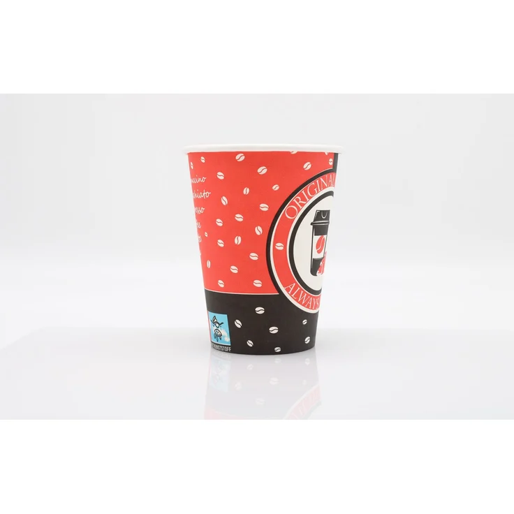 200x Kaffeebecher Always Fresh Papierbecher PE beschichtet 12 oz / 340ml Rot-Schwarz – Bild 3