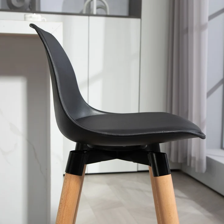 HOMCOM Barhocker, Kunstleder, Buchenholz, Schwarz, 43B x 43L x 91H cm – Bild 8