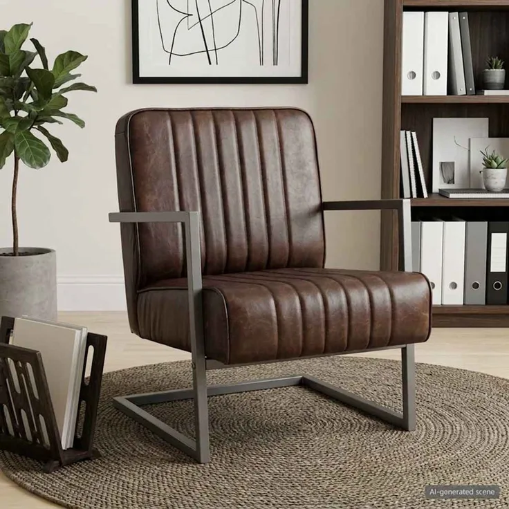 vidaXL Freischwinger Sessel Distressed Braun Echtleder 321857
