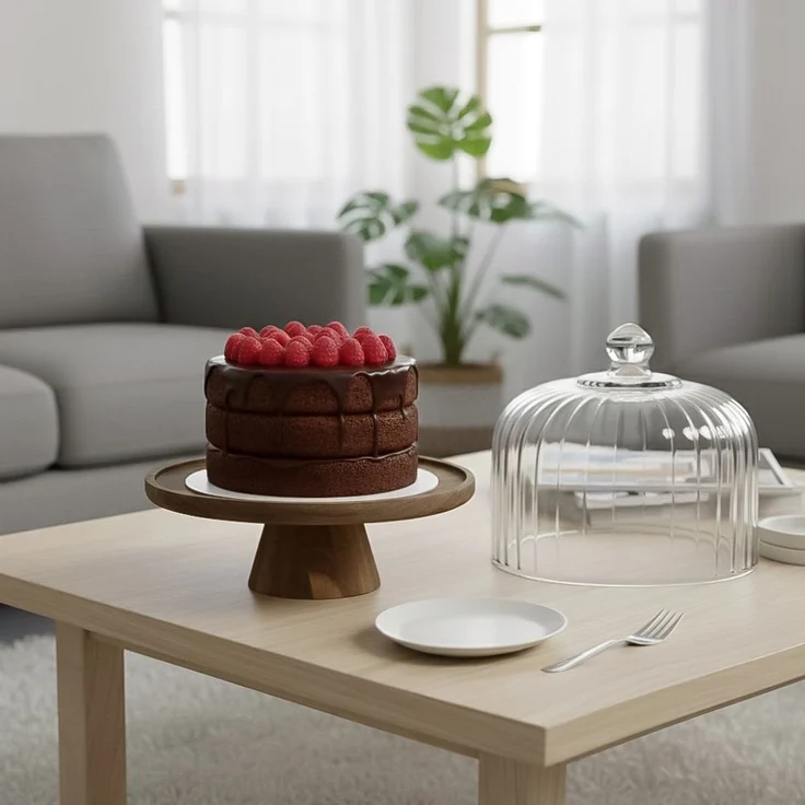 Luana La Torta Grande Servierplatte mit Glasglocke & Holzfuß - ø30 cm – Bild 9