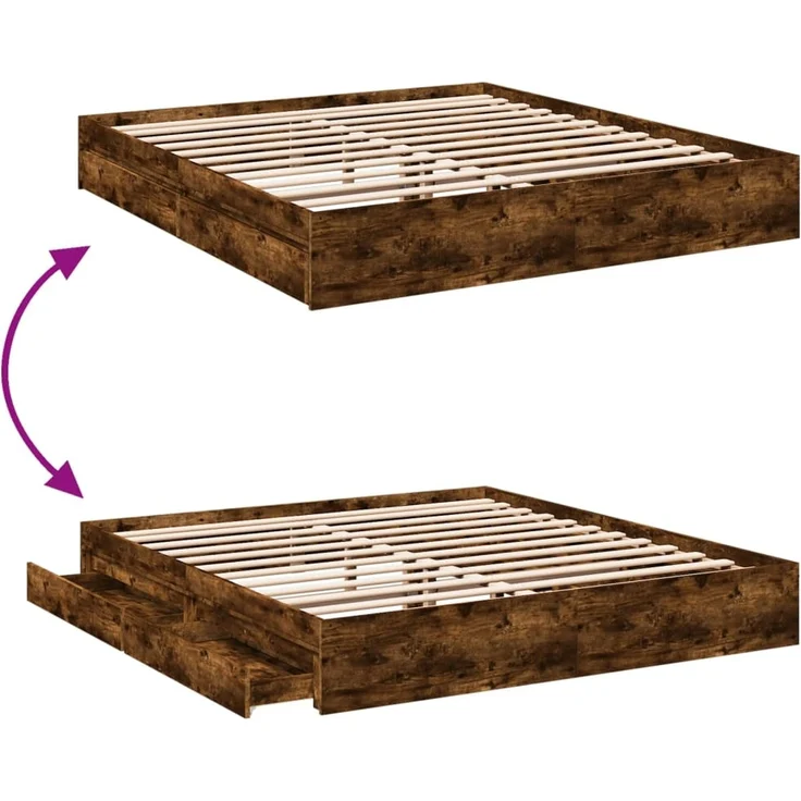 vidaXL Bettgestell mit Schubladen Räuchereiche 200x200cm Holzwerkstoff 3280633 – Bild 8