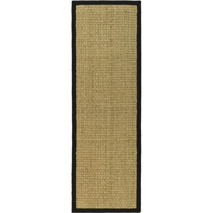 Safavieh Naturfaser Teppich für Wohnzimmer, Esszimmer, Schlafzimmer - Natural Fiber Collection, Kurzer Flor, Natürlich und Schwarz, 76 X 183 cm
