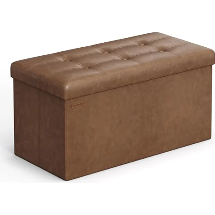 Songmics Sitzhocker mit Stauraum, klappbare Sitzbank, 38 x 76 x 38 cm Fußbank, Aufbewahrungsbox, bis 300 kg belastbar, für Wohnzimmer Schlafzimmer Flur, kaffeebraun LSF040K11 – Bild 2