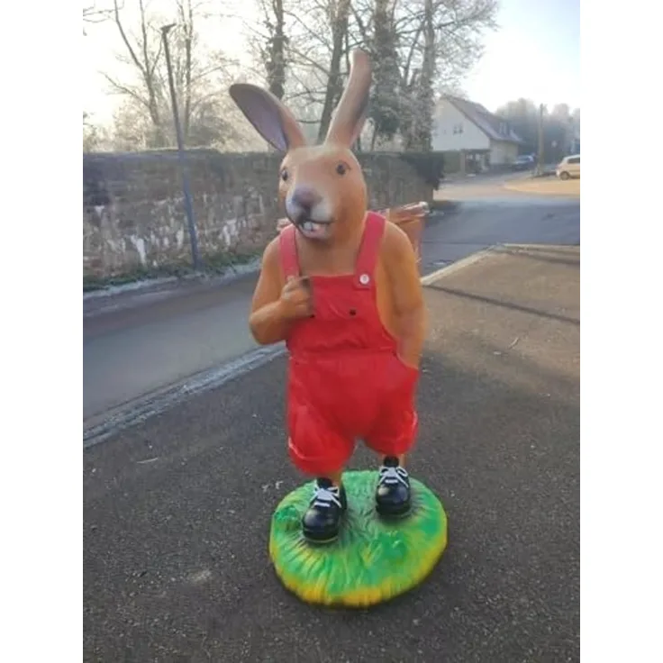 XL Premium Hase lebensgross 115 cm Osterhase mit Korb Ostern Garten Deko Figur