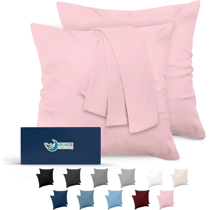 Dreamzie Kissenbezug 60x60 Rosa 2er Set Mikrofaser Oeko-TEX Zertifiziert Kopfkissenbezug 60x60 Weich