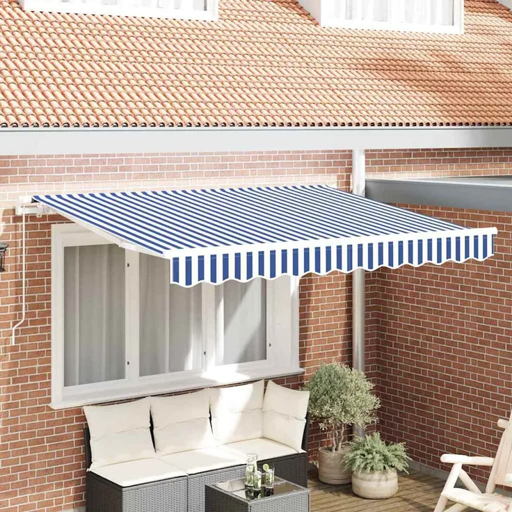 Einziehbare Markise, Sonnenmarkise Blau 250x200 cm Stoff