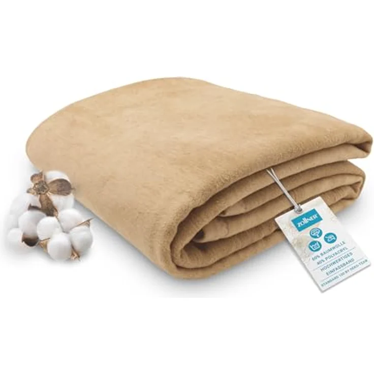 Zollner Kuscheldecke, hellbraun, 150x200 cm aus Naturmaterialien, Oeko-Tex® Standard 100, für Wohntextilien und gemütliche Entspannung – Bild 1