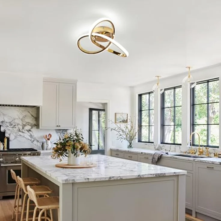 Comely 30W LED Deckenleuchte 6500K Kaltweiß 3375LM Moderne Gold Deckenlampe, Blumendesign Deckenbeleuchtung für Wohnzimmer Schlafzimmer Küche Flur – Bild 7