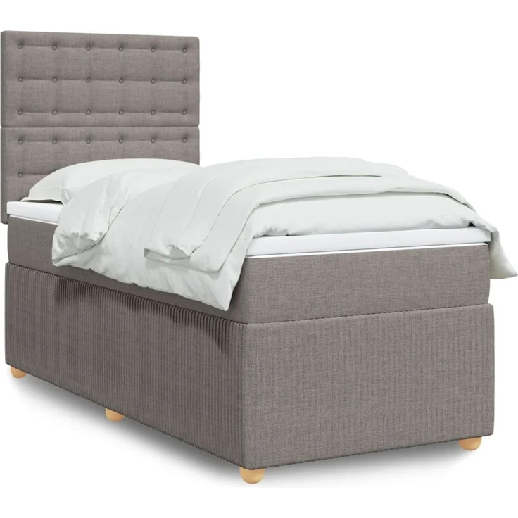 vidaXL Boxspringbett mit Matratze Taupe 100x200 cm Stoff 3294285 – Bild 1
