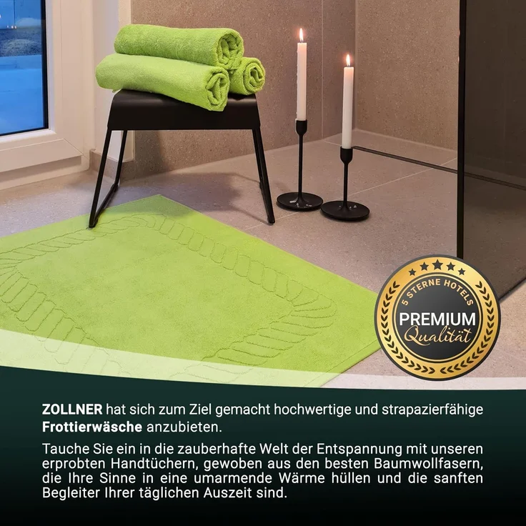 ZOLLNER 2er-Set Badematten, Baumwolle, 50x70 cm, 740g/qm, grün (apfelgrün) – Bild 5