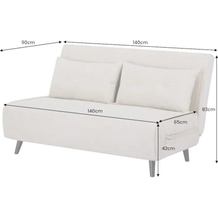 riess-ambiente Relaxsessel SMART MULTIFUNCTION 140cm grau - Cord, Bettfunktion, FSC-zertifiziert (Einzelartikel, 1-St), Ausziehbarer Schlafsessel - ideal für Arbeits-, Wohn- und Gästezimmer – Bild 3