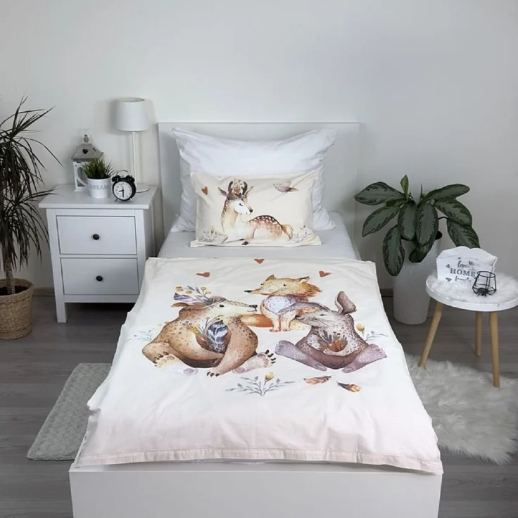 Animals Woodland Kinderbettwäsche – Bettbezug 100x135 cm & Kissenbezug 40x60 cm – Bild 2