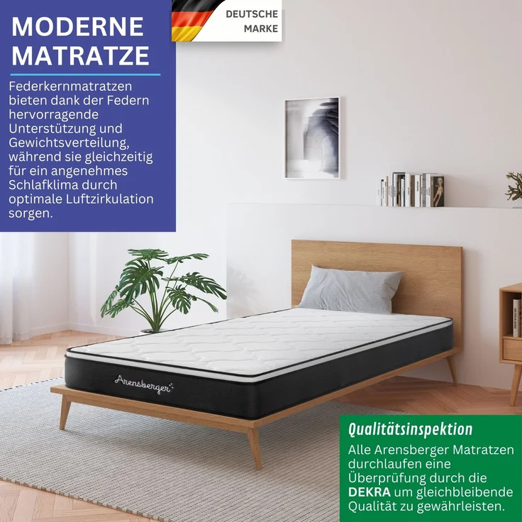 Arensberger EMILIA Federkernmatratze mit GEL-Schaum und integriertem Topper | 180x200 cm Höhe 23cm | Härtegrad H3/ H4 | HR Taschenfederkern Matratze – Bild 5