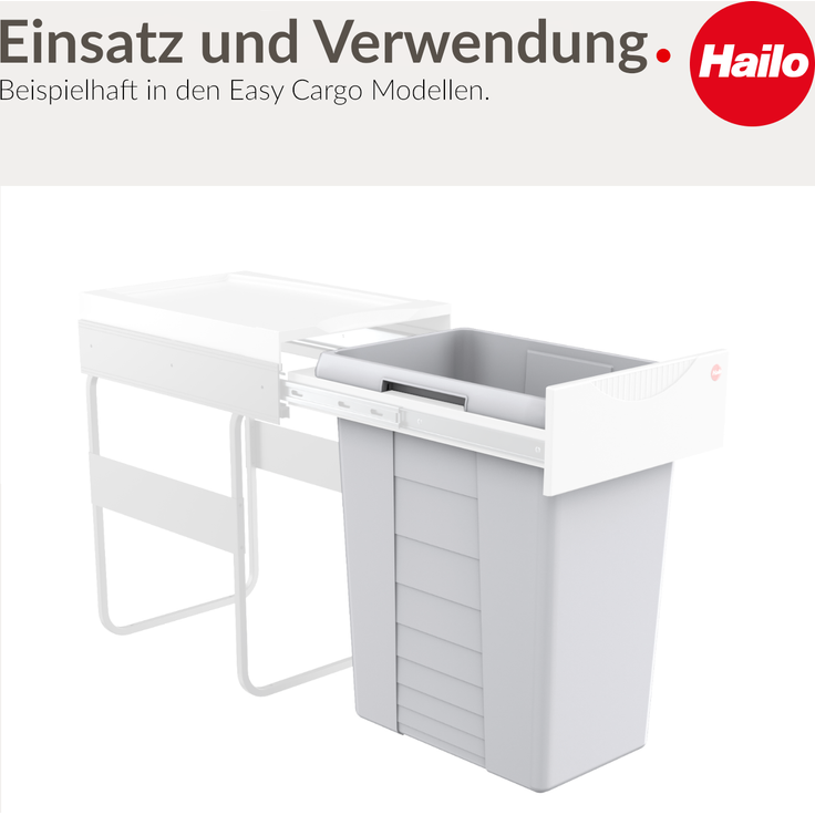 Hailo Inneneimer 1080369 hellgrau 40 LMülleimer für Easy Cargo Abfallsammler – Bild 4