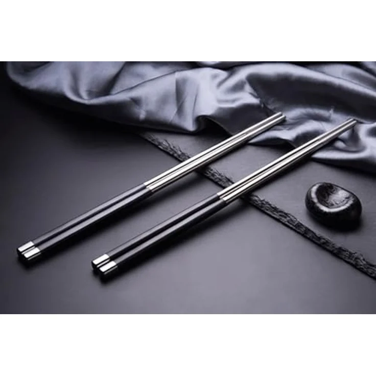 BAYLI Pizzaschneider 5 Paar Chinesische Essstäbchen Set aus Edelstahl, edle Sushi Stäbchen – Bild 5