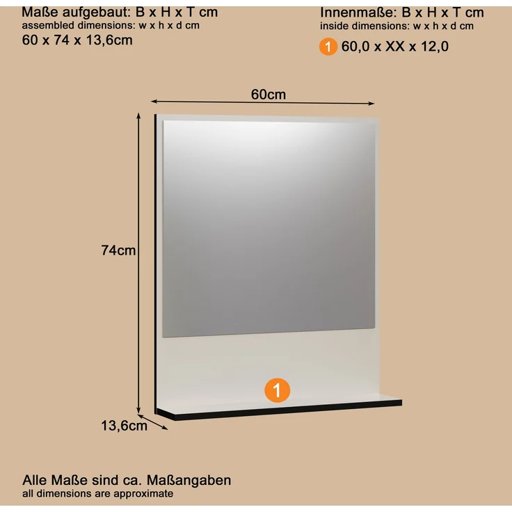 Badezimmer Spiegel Bliss in grau 60 cm – Bild 6