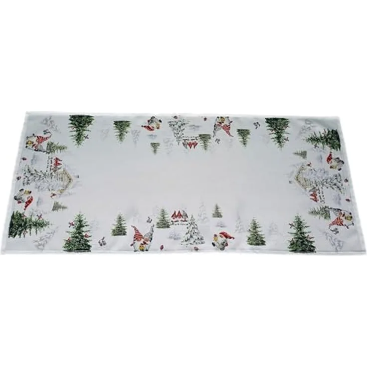texpot Tischdecke Druck Wichtel im Schnee Tischläufer Winter Weihnachten (1-tlg)