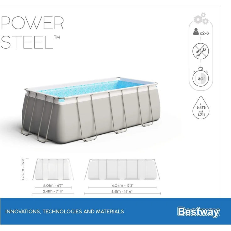 Power Steel™ Frame Pool, Lichtgrau, 404 x 201 x 100 cm – Bild 14