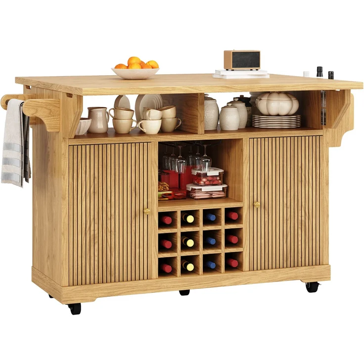 Küchenrollwagen B 142,5 x T 40/80 x H 95 cm aus MDF, beidseitig ausklappbar – Bild 7