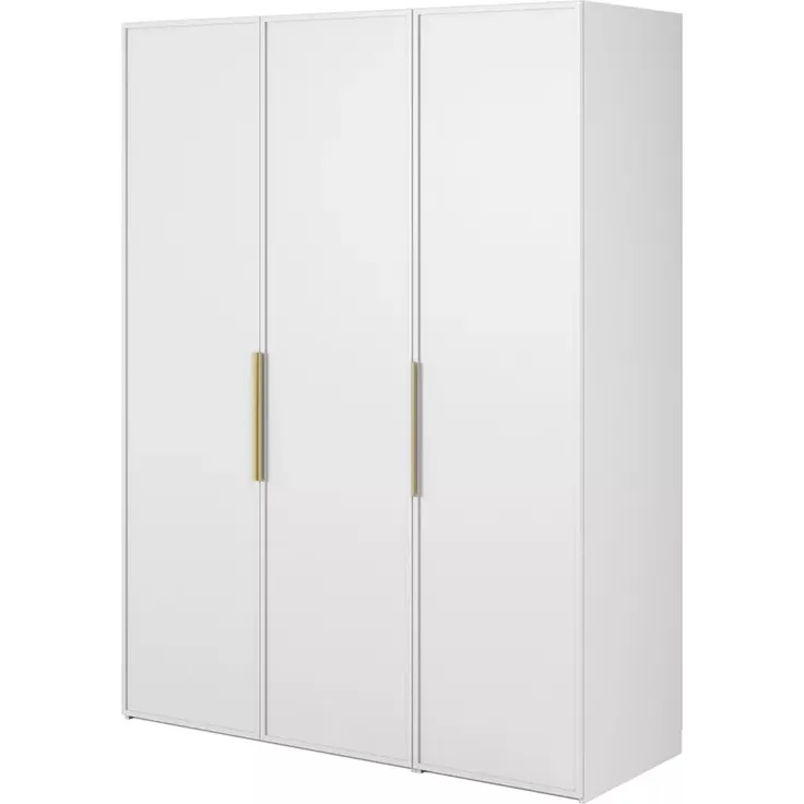 Selsey 'Frame' Kleiderschrank 3-türig mit Kleiderstange und Regalen, weiß 200 x 150 x 57 cm