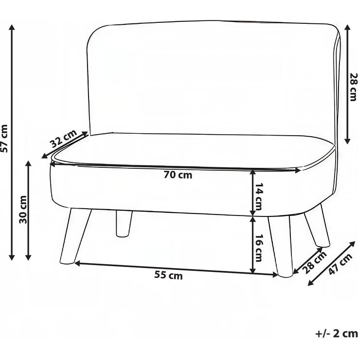 Kindersofa RISBY Samtstoff Rosa – Bild 2