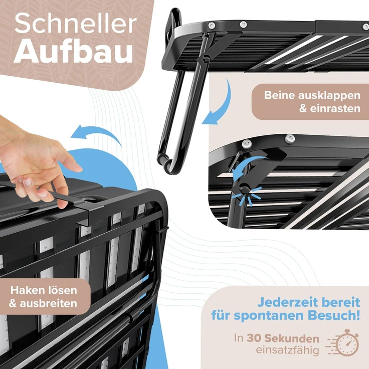ELONEO Klappbett mit Premium-Matratze, 80x200 cm – Bild 3