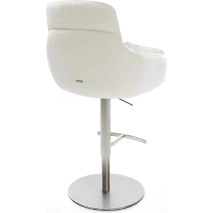 Barstuhl Luan-Flex Bouclé Soft Beige Drehfuß höhenverstellbar Edelstahl Silberfarben – Bild 6
