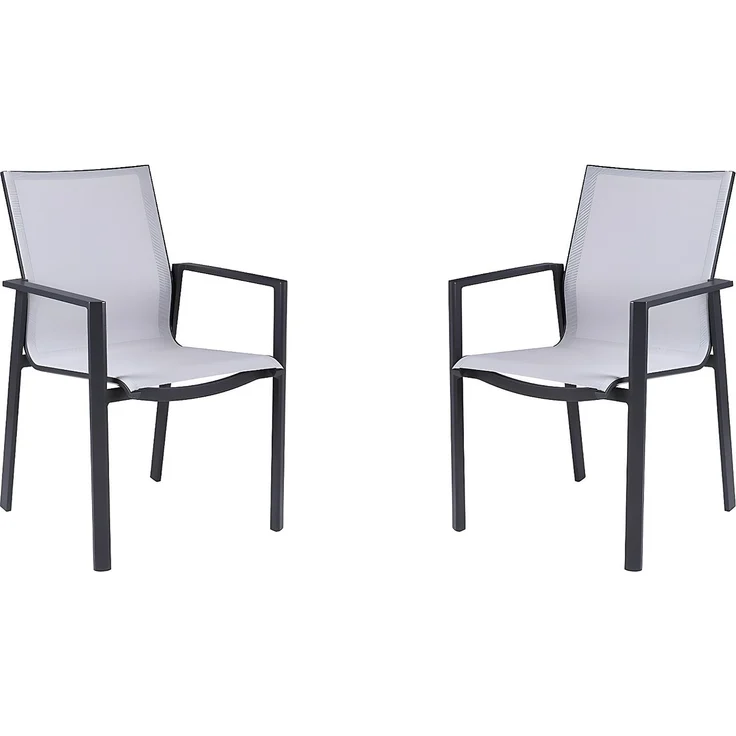 Vente-unique - Gartensessel 2er-Set stapelbar - Aluminium & Textilene - Hellgrau & Schwarz - VALERA – Bild 2