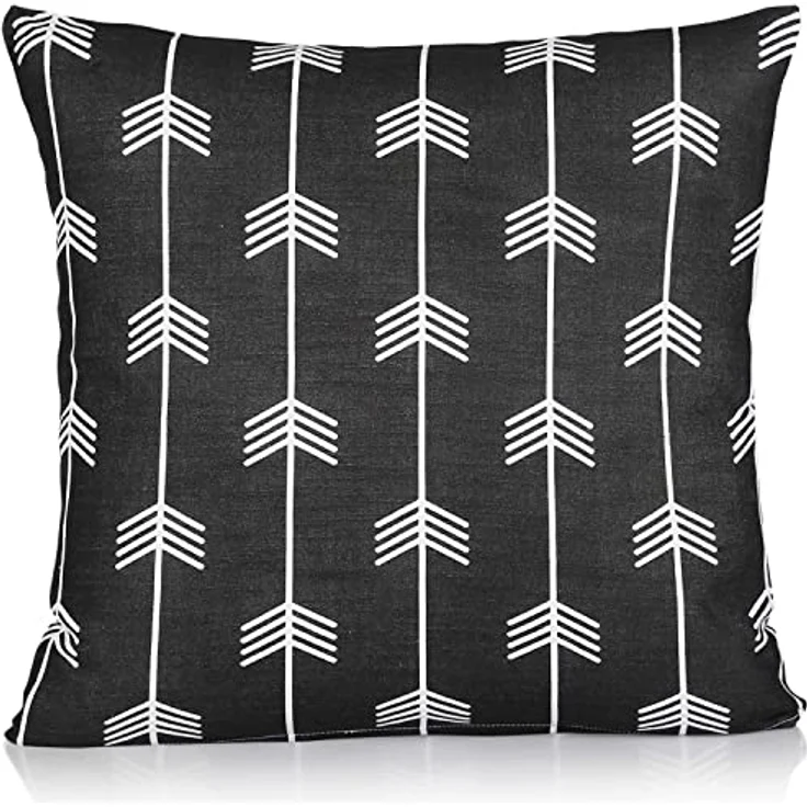 Penguin Home 4Er - Pack Dekorative Quadratische Kissen Aus Baumwolle, Luxuriöse, Stilvolle Für Wohnzimmer, Sofa, Schlafzimmer, Mit Unsichtbarem Reißverschluss, 45X45 cm (18"),Schwarz/Weiß - Mischen – Bild 9