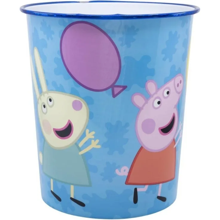 Papierkorb fürs Kinderzimmer aus Kunststoff Zeichentrickfiguren Motiv ca. Ø 21cm Peppa Wutz