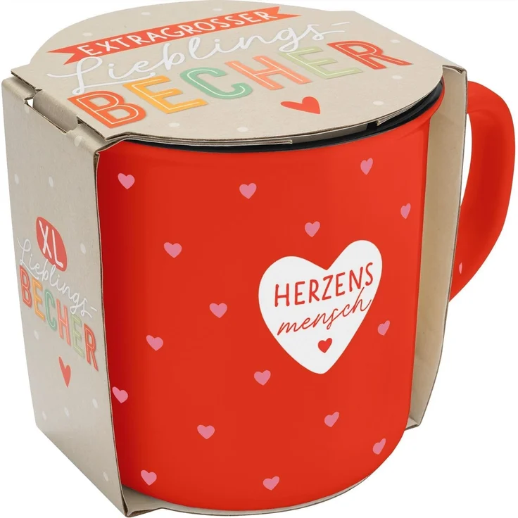 GRUSS & CO XL-Becher Motiv "Herzensmensch" | Lieblingsbecher aus Porzellan, Tasse mit Spruch, 55 cl, mit Geschenkbanderole | Geschenk zum Valentinstag | 74181 – Bild 4