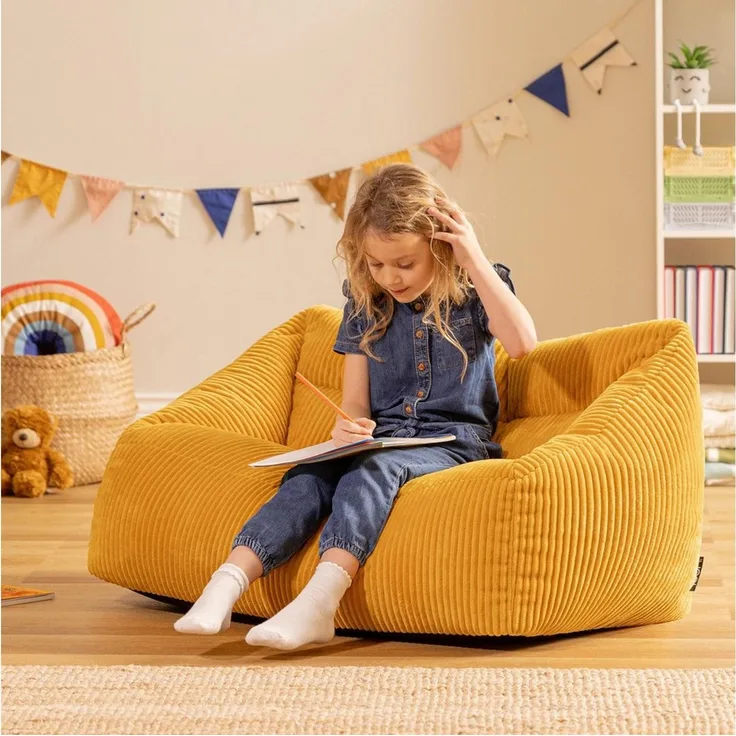 icon Sitzsack Sofa für Kinder aus Cord mit Füllung, Made in Germany, für Kinderzimmer, flauschig