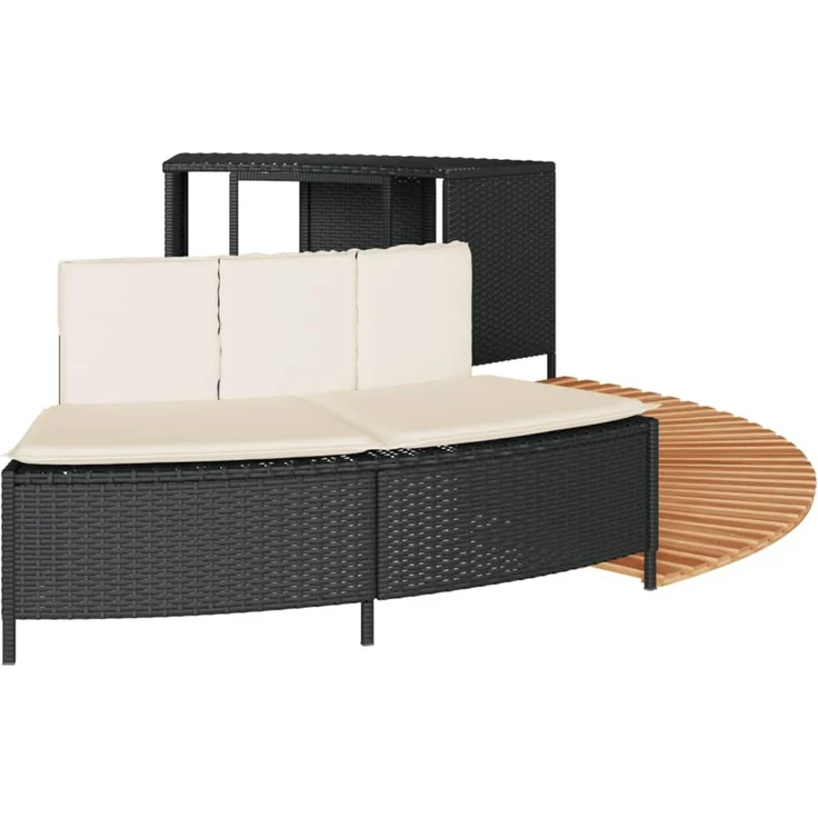 vidaXL Whirlpool-Umrandung Schwarz Poly-Rattan und Massivholz Akazie 365614 – Bild 5