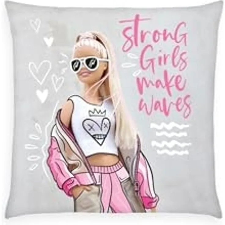 Barbie Dekokissen Kinder Kissen 40 x 40 cm Barbie Kuschelkissen Dekokissen