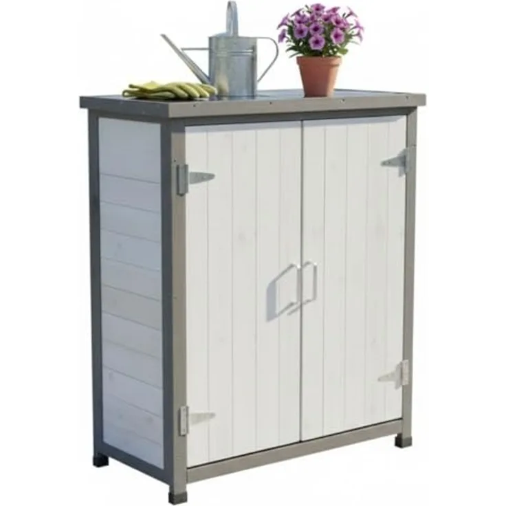 Gartenschrank, weiß/grau 75 cm × 40 cm × 90 cm