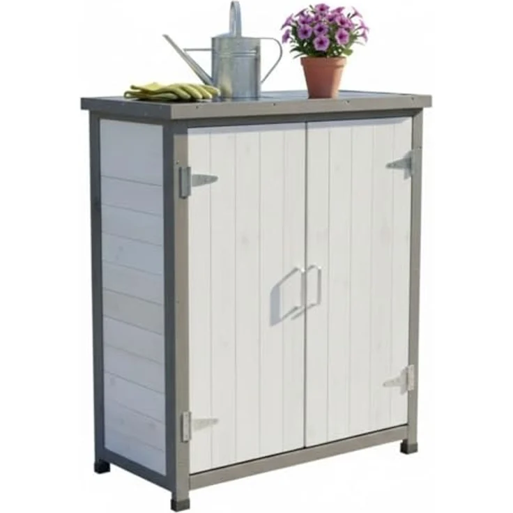 Gartenschrank, weiß/grau 75 cm × 40 cm × 90 cm – Bild 1