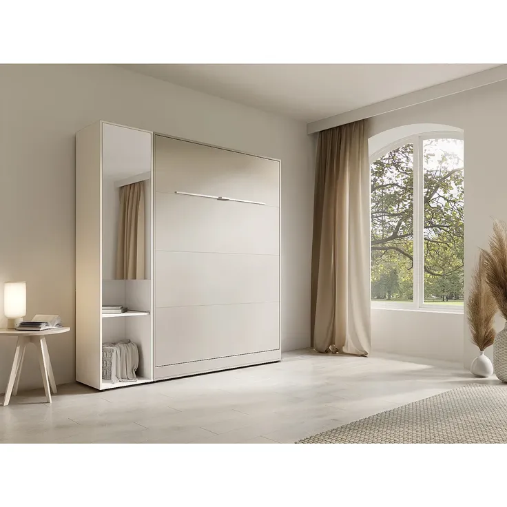 Vente-unique - RAPILI Bett Holz, Platte BeigeWeiß - B 50 cm239,2 cm x H 225,2 cm x L 209 cm – Bild 2