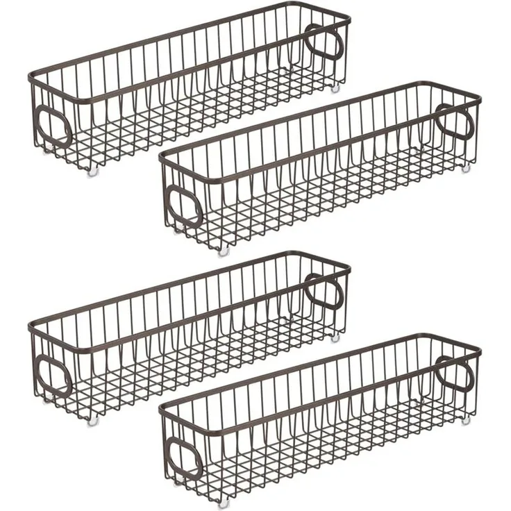 mDesign Küchenkorb Drahtkorb Aufbewahrung Organizer 4er-Set Metall Bronze Griffe